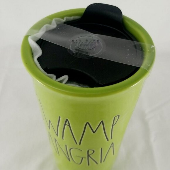 NEW Rae Dunn Swamp Sangria Ceramic Travel Mug Cup Coffee Tumbler Halloween Lime - Picture 2 of 5